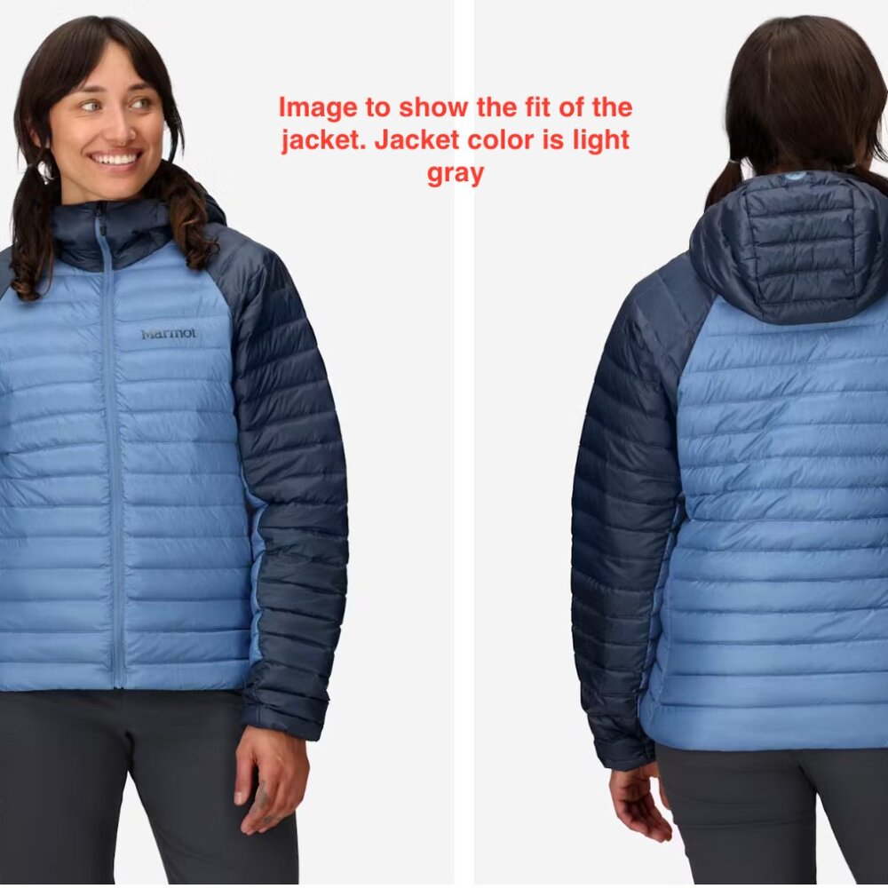 Light Grey Marmot Down Hoody Puffer Jacket Parka Size XL - Picture 4 of 6